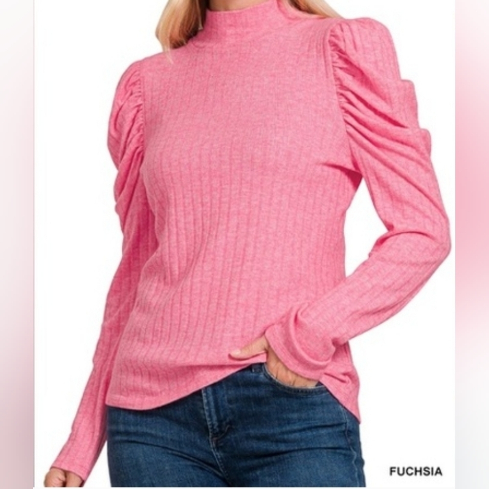 Zenana Puffed Sleeve Top - Picture 2 of 12